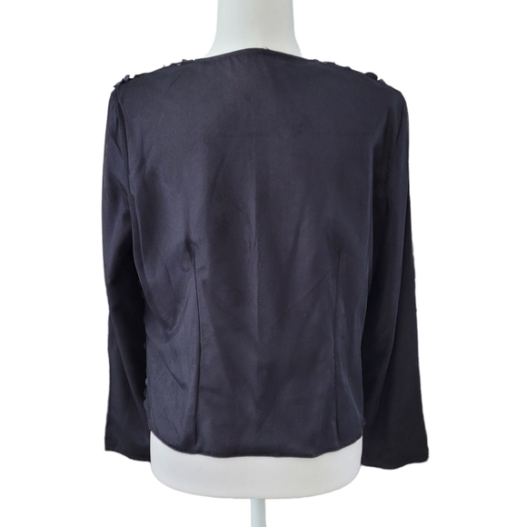 Women's Lightweight Bolero Jacket with Black Silky Rose Petals, siz S/M - Picture 4 of 10